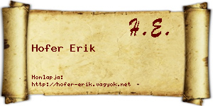 Hofer Erik névjegykártya